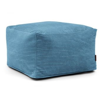 Fotoliu bean bag albastru cu tapițerie din catifea reiată Softbox MooG – SLOWDOWN
