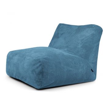 Fotoliu bean bag albastru cu tapițerie din catifea reiată Tube 100 – SLOWDOWN