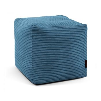 Fotoliu bean bag albastru cu tapițerie din catifea reiată Up! MooG – SLOWDOWN