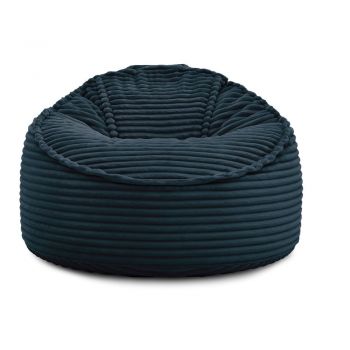 Fotoliu bean bag albastru închis cu tapițerie din catifea reiată Socrate – Bobochic Paris