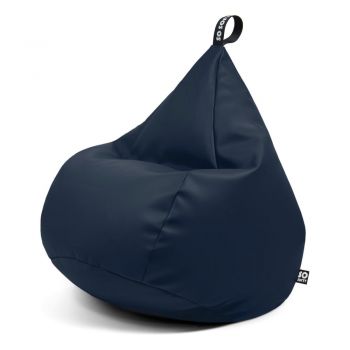Fotoliu bean bag albastru închis cu tapițerie din imitație de piele Drop XL – So Soft?
