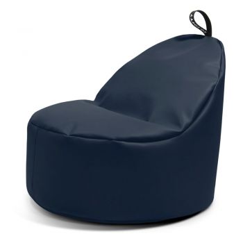 Fotoliu bean bag albastru închis cu tapițerie din imitație de piele Round XL – So Soft?