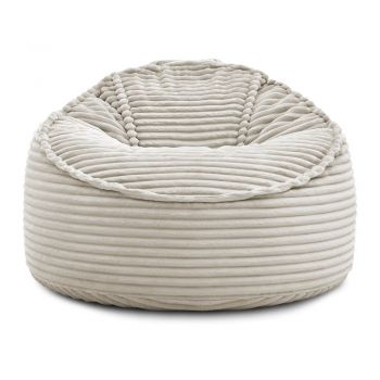 Fotoliu bean bag bej cu tapițerie din catifea reiată Socrate – Bobochic Paris