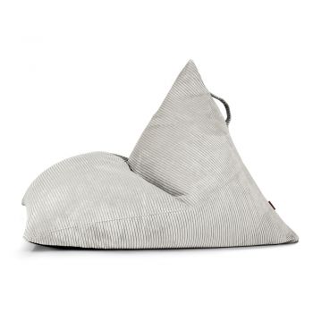 Fotoliu bean bag crem cu tapițerie din catifea reiată Razz – SLOWDOWN