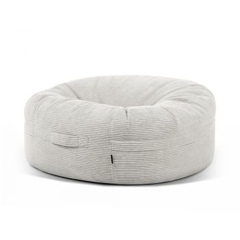 Fotoliu bean bag crem cu tapițerie din catifea reiată Roll 135 – SLOWDOWN