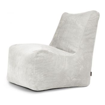 Fotoliu bean bag crem cu tapițerie din catifea reiată Seat Lounge – SLOWDOWN