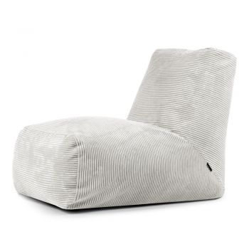 Fotoliu bean bag crem cu tapițerie din catifea reiată Tube – SLOWDOWN