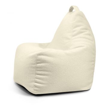 Fotoliu bean bag crem cu tapițerie din țesătură bouclé Play Amuse – SLOWDOWN