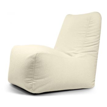 Fotoliu bean bag crem cu tapițerie din țesătură bouclé Seat Lounge – SLOWDOWN