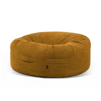 Fotoliu bean bag galben muștar cu tapițerie din catifea reiată Roll 135 – SLOWDOWN