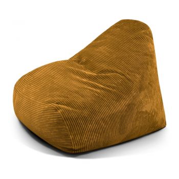 Fotoliu bean bag galben muștar cu tapițerie din catifea reiată Snug 100 – SLOWDOWN