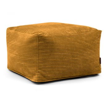 Fotoliu bean bag galben muștar cu tapițerie din catifea reiată Softbox MooG – SLOWDOWN
