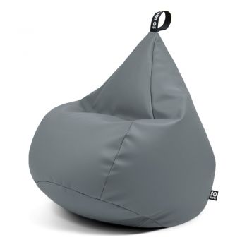 Fotoliu bean bag gri cu tapițerie din imitație de piele Drop L – So Soft?
