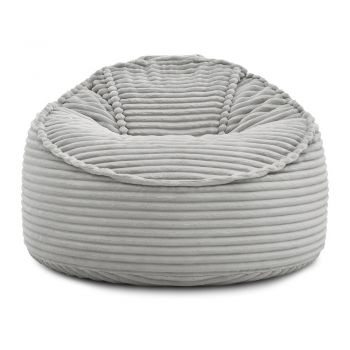 Fotoliu bean bag gri deschis cu tapițerie din catifea reiată Socrate – Bobochic Paris