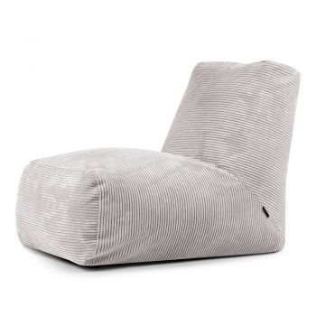 Fotoliu bean bag gri deschis cu tapițerie din catifea reiată Tube – SLOWDOWN