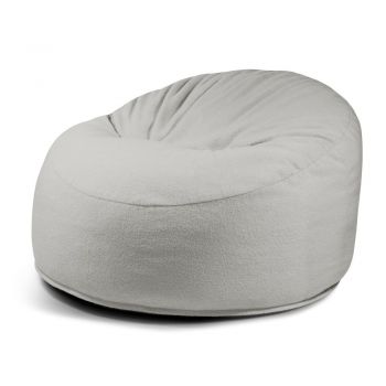 Fotoliu bean bag gri deschis cu tapițerie din țesătură bouclé Om 110 – SLOWDOWN