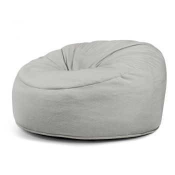 Fotoliu bean bag gri deschis cu tapițerie din țesătură bouclé Om 135 – SLOWDOWN