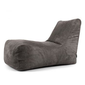 Fotoliu bean bag gri închis cu tapițerie din catifea reiată Lounge – SLOWDOWN