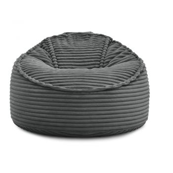Fotoliu bean bag gri închis cu tapițerie din catifea reiată Socrate – Bobochic Paris