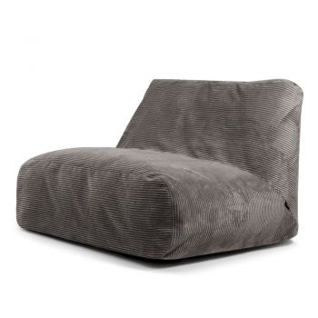 Fotoliu bean bag gri închis cu tapițerie din catifea reiată Sofa Tube – SLOWDOWN