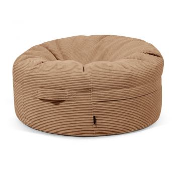 Fotoliu bean bag maro cu tapițerie din catifea reiată Roll 105 – SLOWDOWN