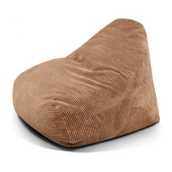 Fotoliu bean bag maro cu tapițerie din catifea reiată Snug 100 – SLOWDOWN
