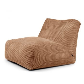 Fotoliu bean bag maro cu tapițerie din catifea reiată Tube 100 – SLOWDOWN