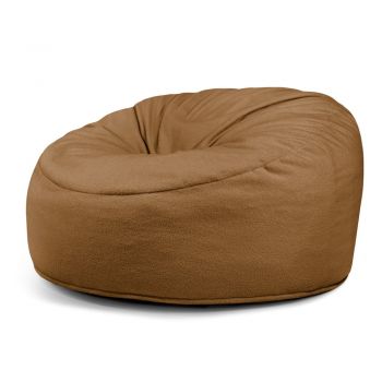 Fotoliu bean bag maro cu tapițerie din țesătură bouclé Om 135 – SLOWDOWN