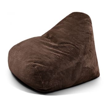 Fotoliu bean bag maro închis cu tapițerie din catifea reiată Snug 100 – SLOWDOWN