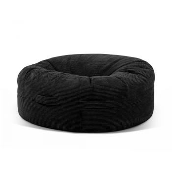 Fotoliu bean bag negru cu tapițerie din catifea reiată Roll 135 – SLOWDOWN