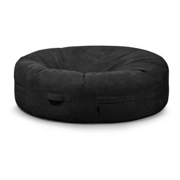 Fotoliu bean bag negru cu tapițerie din catifea reiată Roll 190 – SLOWDOWN