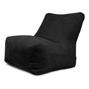 Fotoliu bean bag negru cu tapițerie din catifea reiată Seat 100 Lounge – SLOWDOWN