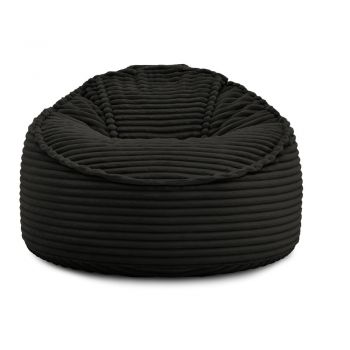 Fotoliu bean bag negru cu tapițerie din catifea reiată Socrate – Bobochic Paris