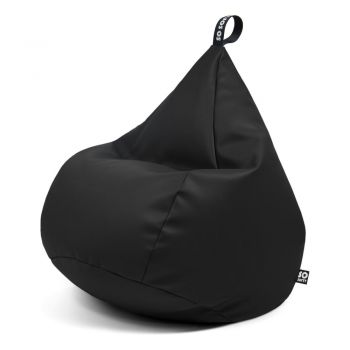Fotoliu bean bag negru cu tapițerie din imitație de piele Drop L – So Soft?