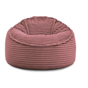 Fotoliu bean bag roz cu tapițerie din catifea reiată Socrate – Bobochic Paris