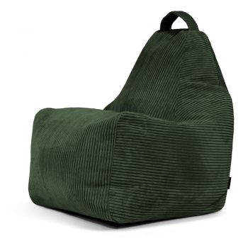 Fotoliu bean bag verde cu tapițerie din catifea reiată Play Amuse – SLOWDOWN