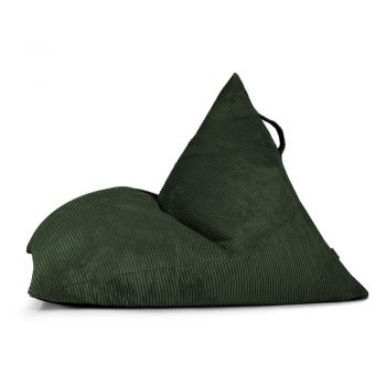 Fotoliu bean bag verde cu tapițerie din catifea reiată Razz – SLOWDOWN