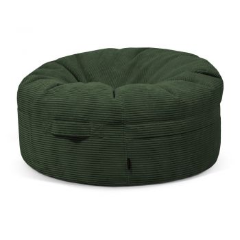 Fotoliu bean bag verde cu tapițerie din catifea reiată Roll 105 – SLOWDOWN