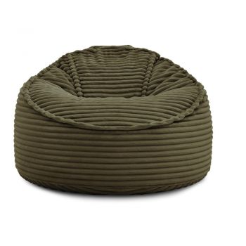 Fotoliu bean bag verde cu tapițerie din catifea reiată Socrate – Bobochic Paris