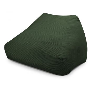 Fotoliu bean bag verde cu tapițerie din catifea reiată Sofa Snug – SLOWDOWN