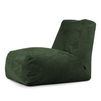 Fotoliu bean bag verde cu tapițerie din catifea reiată Tube – SLOWDOWN