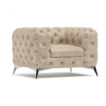 Fotoliu bej cu tapițerie din catifea Chelsea – Ropez