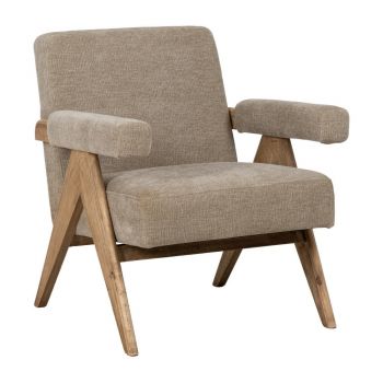 Fotoliu bej cu tapițerie din chenille Rest – Ixia