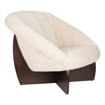 Fotoliu bej cu tapițerie din țesătură bouclé Emilius – Dutchbone