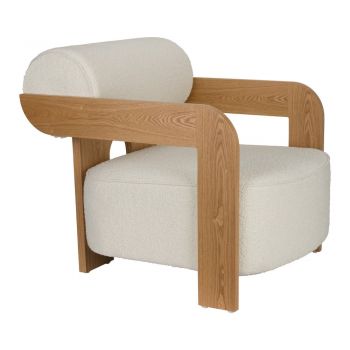 Fotoliu bej cu tapițerie din țesătură bouclé Oolong – Zuiver