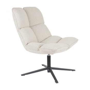 Fotoliu crem pivotant cu tapițerie din țesătură bouclé Bros – White Label