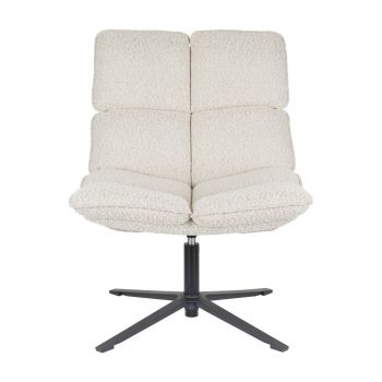 Fotoliu crem pivotant cu tapițerie din țesătură bouclé Bros – White Label