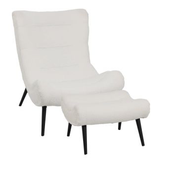 Fotoliu ct taburet Silla, Pako World, Alb, 97x80x100 cm