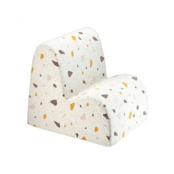 Fotoliu de copii alb cu tapițerie din țesătură bouclé/cu tapițerie din chenille Terrazzo Cloud – Wigiwama