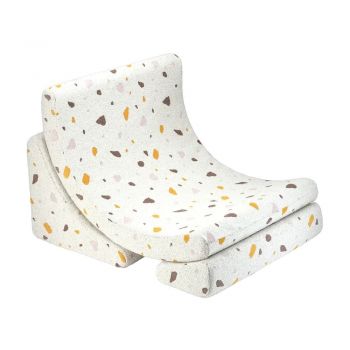 Fotoliu de copii alb cu tapițerie din țesătură bouclé/cu tapițerie din chenille Terrazzo Moon – Wigiwama